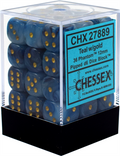Chessex Signature 12mm d6 med pips Tärningsblock (36 Tärningar) - Phantom Teal med Guld Chessex