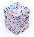 Chessex 12mm d6 Tärningsblock med Pips (36 Tärningar) - Festiv Pop Art/Blå Chessex