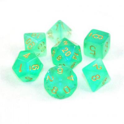 Chessex Borealis Polyhedral Light Green/gold Luminary 7-Die Set Chessex