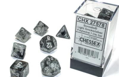 Chessex Borealis Polyhedral Light Smoke/Silver Luminary 7-Die Set Chessex