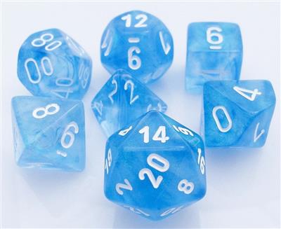 Chessex Borealis Polyhedral Tärningsset i Himmelblå/Vit Chessex