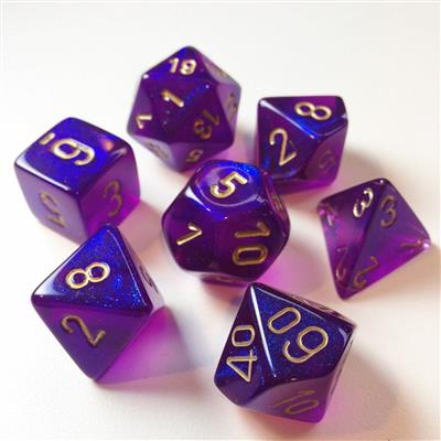 Chessex Borealis Polyhedral Royal Purple/gold Luminary 7-Die Set Chessex