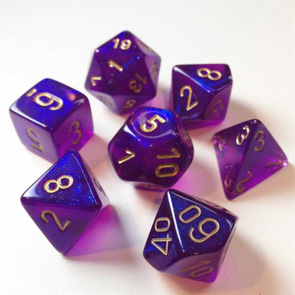 Chessex Borealis Polyhedral Royal Purple/gold Luminary 7-Die Set Chessex