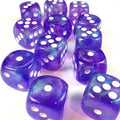 Chessex Borealis 16mm d6 Lila/Vit Luminary Tärningsblock (12 tärningar) Chessex