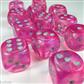 Chessex Borealis 16mm d6 Pink/Silver Luminary Dice Block (12 Dice) Chessex