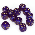 Chessex Borealis 16mm d6 Royal Purple/gold Luminary Dice Block (12 dice) Chessex