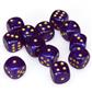 Chessex Borealis 16mm d6 Royal Purple/gold Luminary Dice Block (12 dice) Chessex