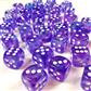 Chessex Borealis 12mm d6 Lila/Vit Luminary Tärningar Block (36 tärningar) Chessex