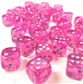 Chessex Borealis 12mm d6 Rosa/Silver Luminary Tärningar Block (36 tärningar) Chessex