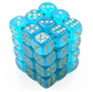 Chessex Borealis 12mm d6 Teal/gold Luminary Dice Block (36 dice) Chessex