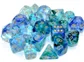 Chessex 16mm d6 Blocks - Nebula TM Oceanic/gold Luminary Dice Block™ Chessex