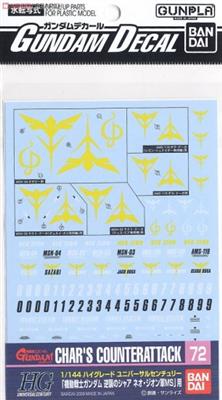GUNDAM DECAL 72 CHAR'S COUNTERATTACK ZEON Bandai