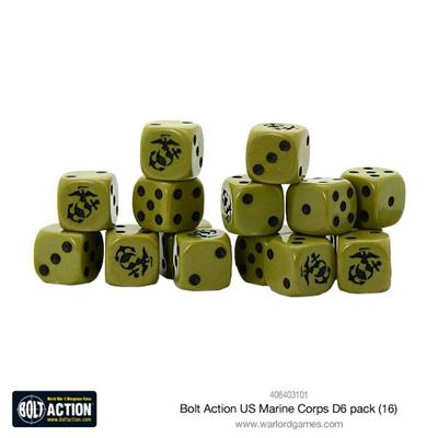 Bolt Action - US Marine Corps D6 Tärningar (16-pack) Warlord Games
