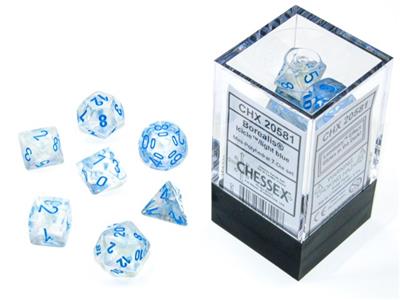 Chessex Borealis Mini-Polyhedral Icicle/Ljusblå Luminary 7-Tärningsset Chessex