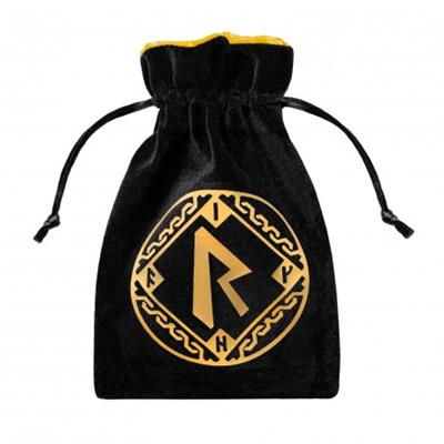 Runic Black & Golden Velour Dice Bag Q-Workshop