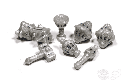 PolyHero Cleric 8 Dice Set Spirited Steel Tabletop Tycoon