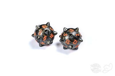 PolyHero Warrior 2d20 Spiked Balls Steel Grey Tabletop Tycoon