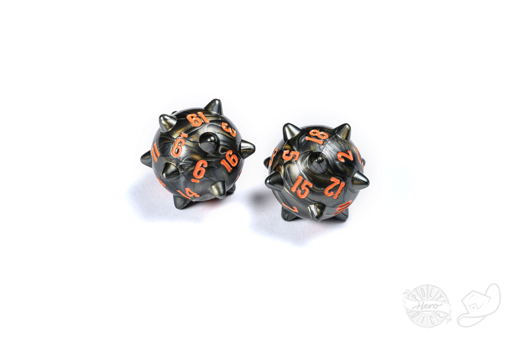 PolyHero Warrior 2d20 Spiked Balls Steel Grey Tabletop Tycoon