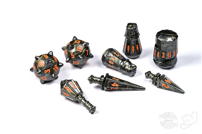 PolyHero Warrior 8 Dice Set Steel Grey Tabletop Tycoon
