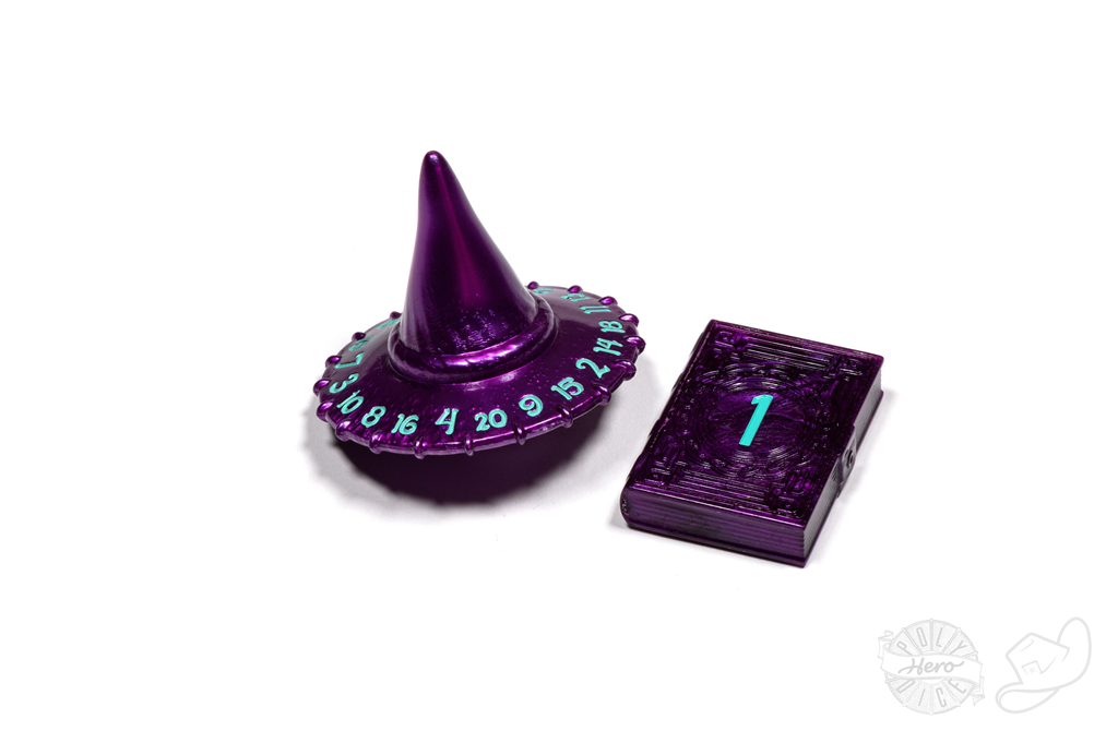 PolyHero Wizard d20 Wizard Hat & d2 Spellbook i Wizardstone Tabletop Tycoon