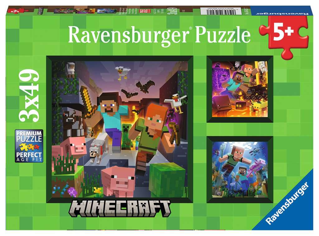 Ravensburger Puzzle Minecraft Biomes 3 x 49 bitar Ravensburger