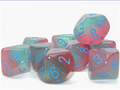 Gemini Gel Grön-Rosa/Blå Luminary Set om 10 d10s Chessex
