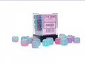 Gemini 12mm d6 Gel Grön-Rosa/Blå Luminary Tärningsblock (36 tärningar) Chessex