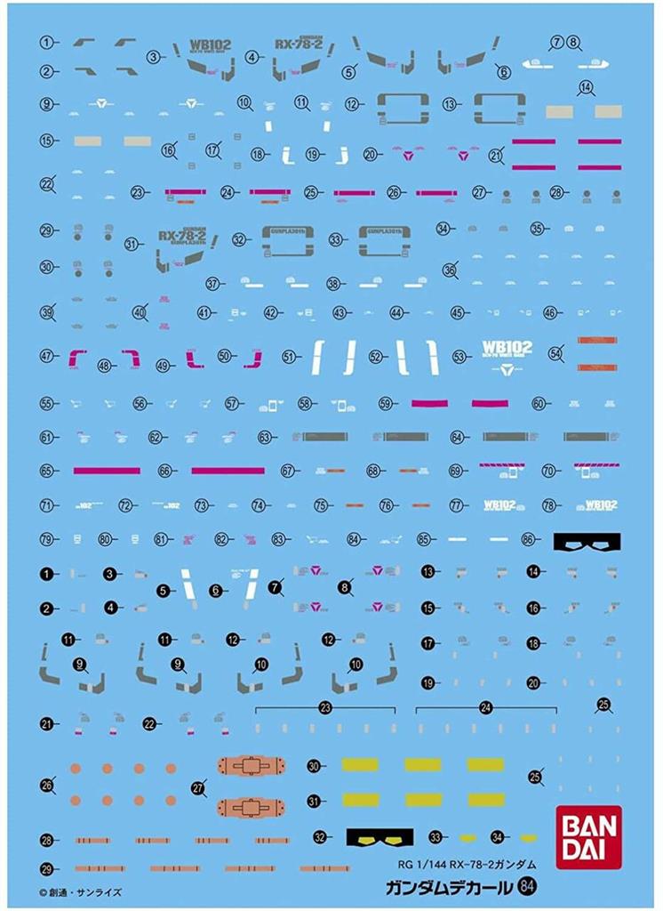 Gundam Decal 84 RG 1/144 RX-78-2 Gundam