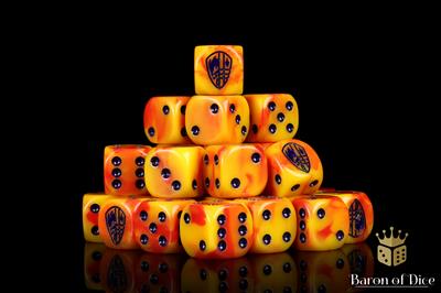 Conquest - Baron of Dice: Hundred Kingdom Faction Dice i Röd Virvel Para Bellum Games