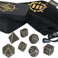 ENHANCE Bordsrollspel 7pc DnD Metalltärningsset med Fodral och Tärningspåse Enhance Gaming