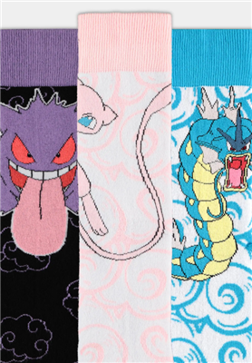 Pokémon - Crew Socks (3 Pack) - Mew, Gengar & Gyarados - 43/46