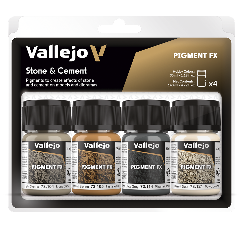 Vallejo - Pigments / 4 pigments set - Stone & Cement 35 ml