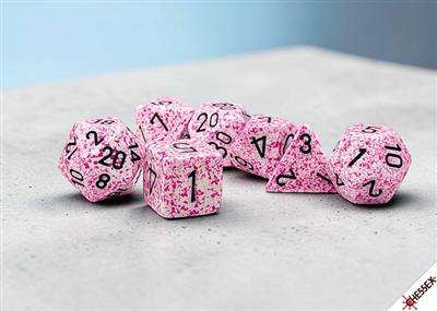 Speckled Pink/black Polyhedral 7-Die Set