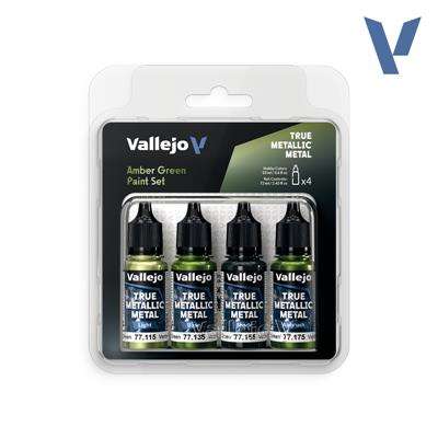 Vallejo True Metallic Metal Amber Green Paint Set (4)