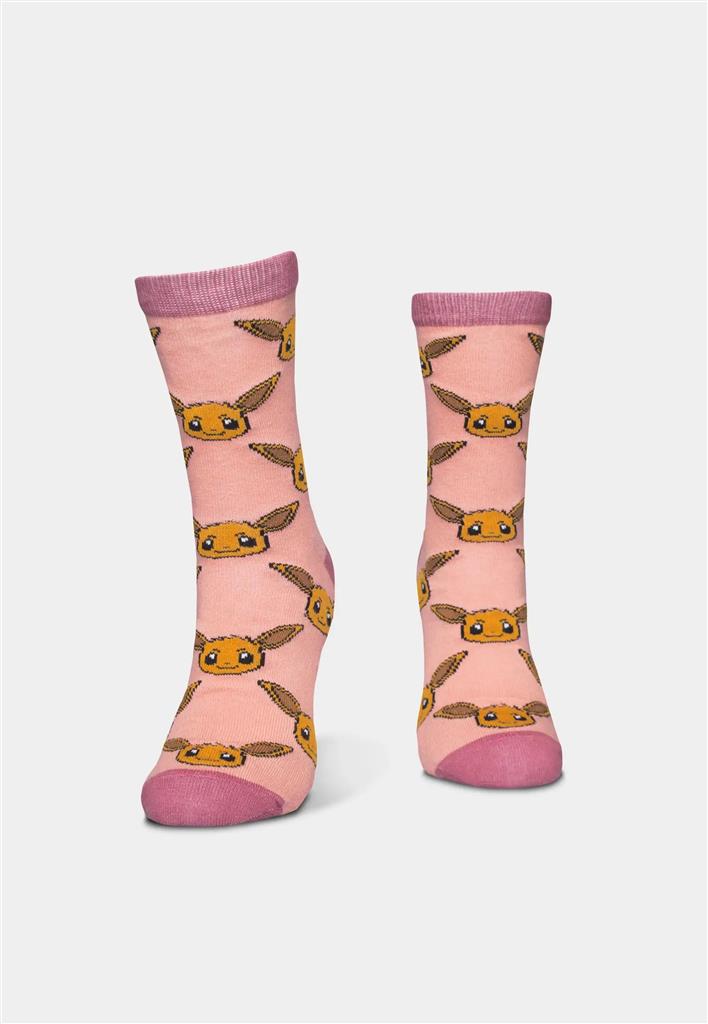 Pokémon - Crew Socks (3 Pack) - Charmander, Pikachu, Eevee - 35/38