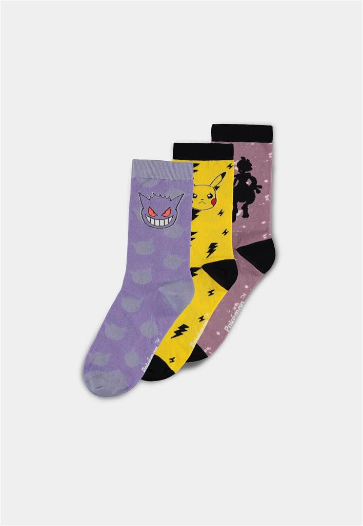 Pokémon - Men's Crew Socks (3 Pack) - Pikachu, Gengar, Mewtwo - 43/46