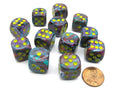 Chessex 16mm d6 Dice Blocks (12 Dice) - Festive Mosaic/Yellow Chessex