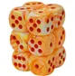 Chessex 16mm d6 med pips Tärningsblock (12 Tärningar) - Festiv Soluppgång med röd Chessex