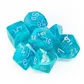 Chessex Circus 7-tärningsset - Aqua med silver Chessex
