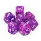 Chessex Festive 7-Die Set - Violet med Vita Chessex