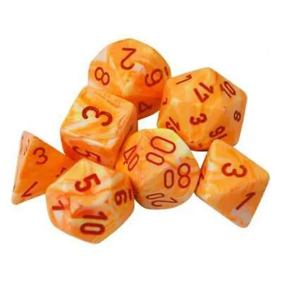 Chessex Festive Polyhedral 7-Tärningsset - Sunburst med Röd Chessex