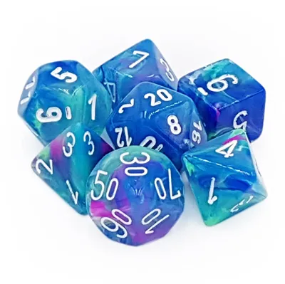 Chessex Festive Polyhedral 7-Die Set - Waterlily med Vita Chessex