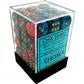 Chessex Gemini 12mm d6 Tärningsblock - Röd-Teal med Guld (36 Tärningar) Chessex