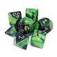 Chessex Gemini Polyhedral 7-Die Set - Svart-Grön med Guld Chessex