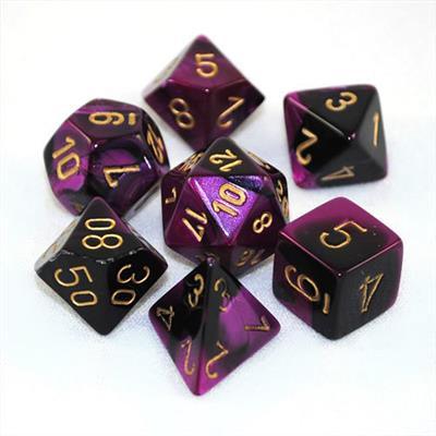 Chessex Gemini Polyhedral 7-Die Set - Black-Purple w/gold Chessex
