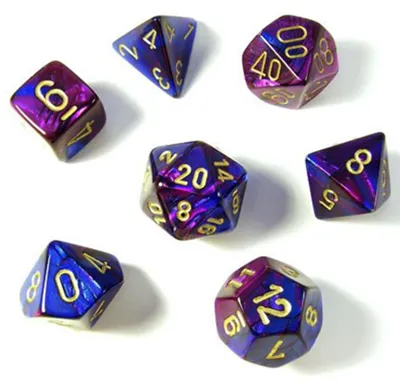 Chessex Gemini Polyhedral 7-Die Set - Blå-Lila med Guld Chessex