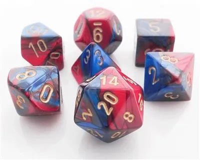 Chessex Gemini Polyhedral 7-Die Set - Blå-Röd med Guld Chessex