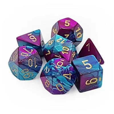 Chessex Gemini Polyhedral 7-Die Set - Lila-Teal med Guld Chessex
