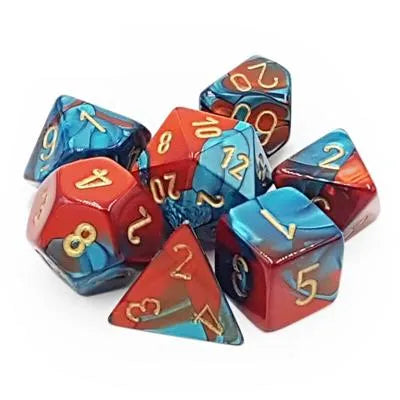 Chessex Gemini Polyhedral 7-Die Set - Red-Teal with Gold Chessex