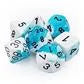 Chessex Gemini Polyhedral 7-Tärningsset - Vit-Turkos med Svart Chessex